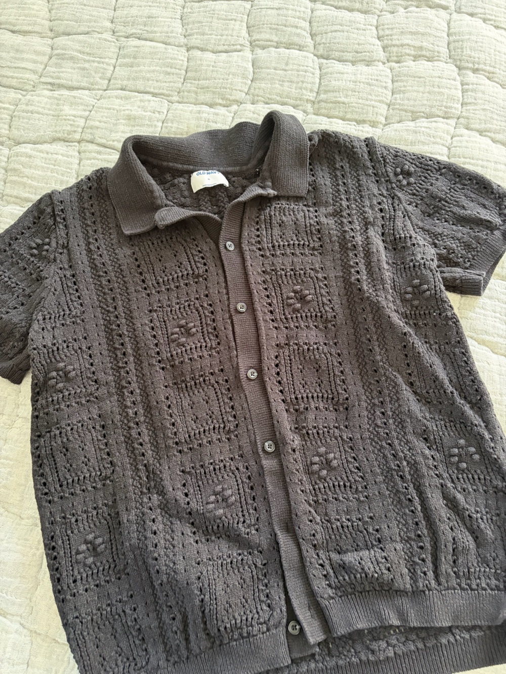 Old Navy Short-Sleeve Crochet Button Up